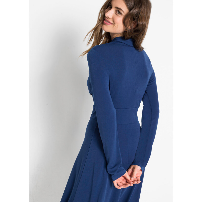 bonprix Žerzejové šaty s knoflíky Modrá
