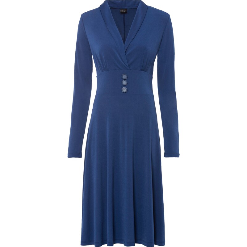 bonprix Žerzejové šaty s knoflíky Modrá