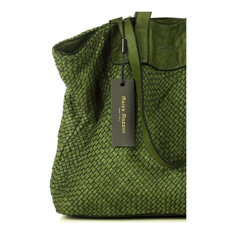 Marco Mazzini handmade Dámská kožená shopper bag kabelka Mazzini M1M86 zelená