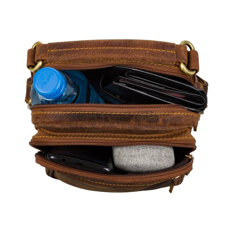 Kabelky od Hraběnky Praktická crossbody taška na rameno; hnědá