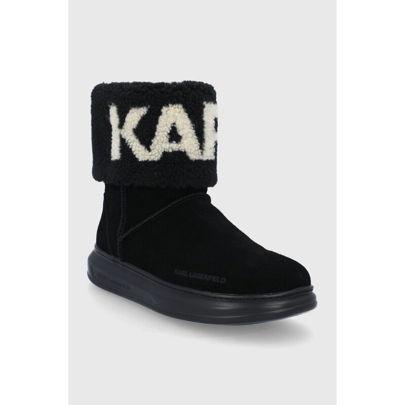 Semišové sněhule Karl Lagerfeld KAPRI KOSI černá barva