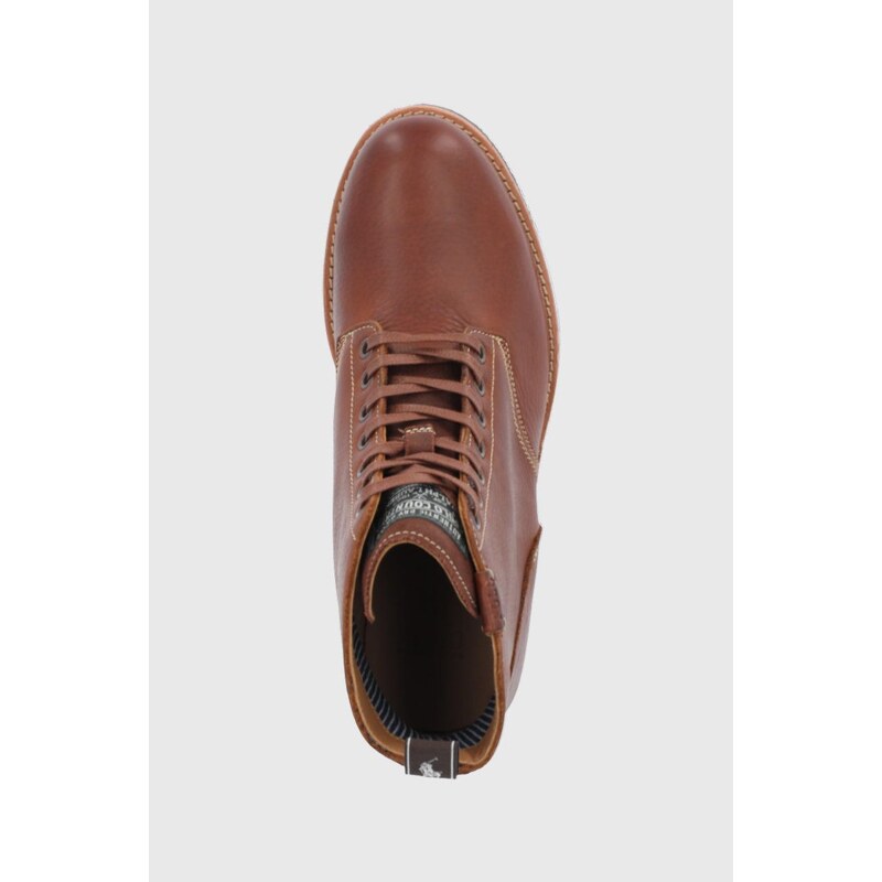 Kožené boty Polo Ralph Lauren RL ARMY pánské, hnědá barva