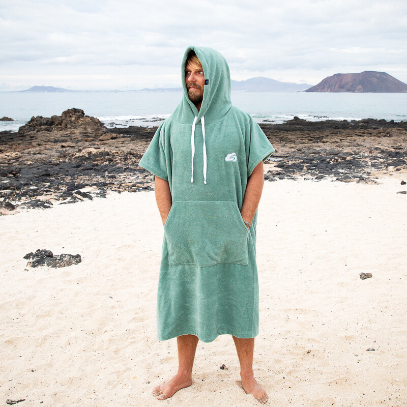 SURF DREAM Surfové pončo pánské mátové z bambusového froté