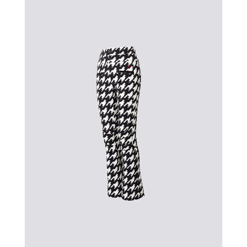 PERFECT MOMENT AURORA HIGH WAIST FLARE PANT PRINT HOUNDSTOOTH - BLACK/SNOW  WHITE 