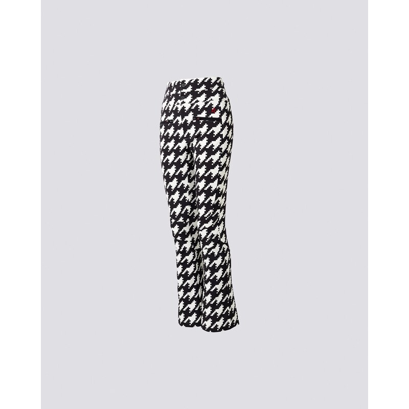 PERFECT MOMENT AURORA HIGH WAIST FLARE PANT PRINT HOUNDSTOOTH - BLACK/SNOW WHITE