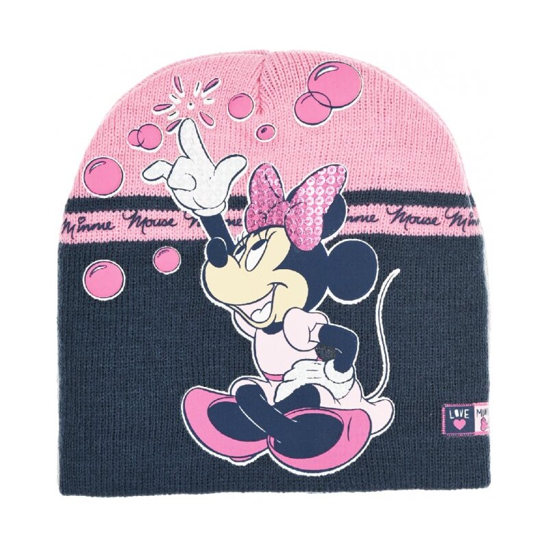 Minnie Mouse - licence Dívčí kojenecká zimní čepice - Minnie Mouse TH4146, růžová tmavší