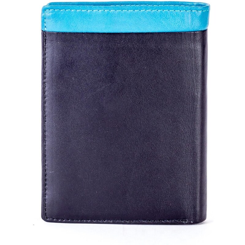 Fashionhunters Černá kožená peněženka s modrou vsadkou