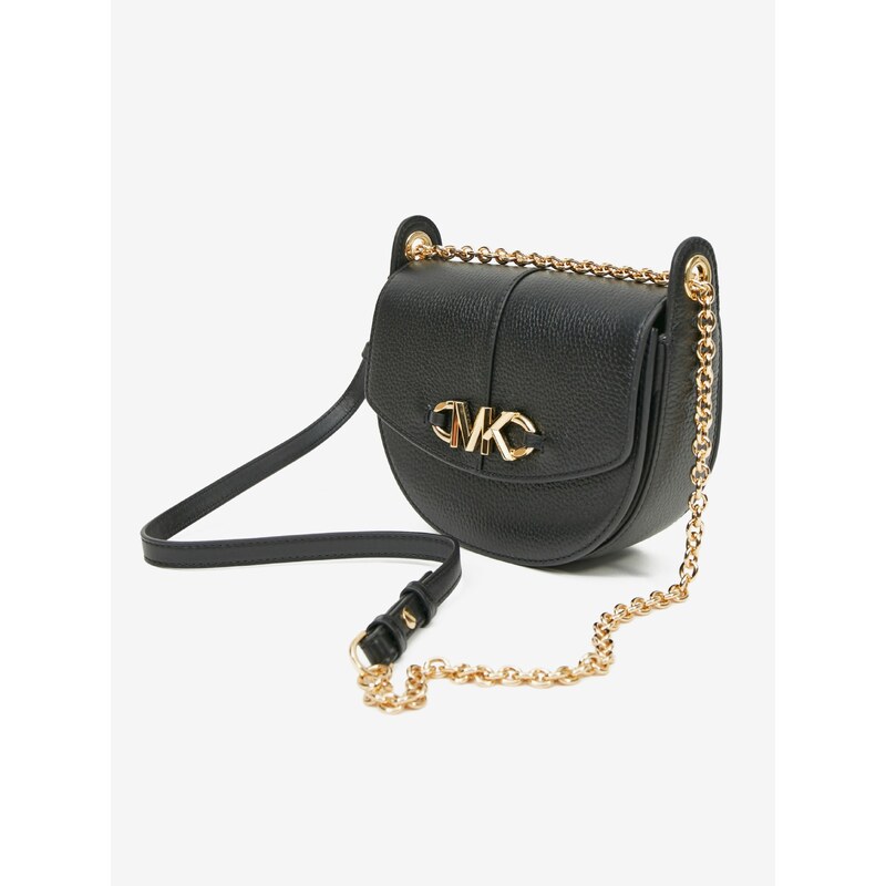 Černá dámská kožená crossbody kabelka Michael Kors Small Conv Saddl - Dámské