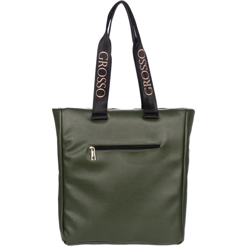 Zelená měkká dámská kabelka se svislým prošíváním S687 GROSSO