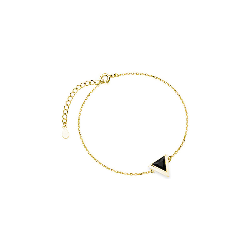 Atreya Stříbrný náramek TRIANGLE s černým zirkonem - zlacený 115034998