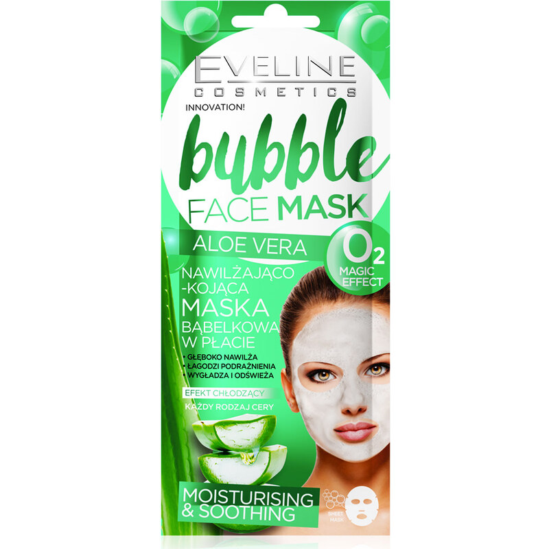 Eveline Cosmetics Bubble Mask Aloe Vera zklidňující a hydratační maska s aloe vera