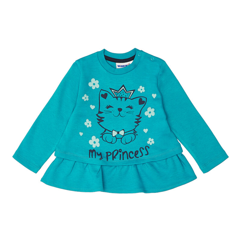 Winkiki Kids Wear Dívčí tričko s dlouhým rukávem My Princess - tyrkysová