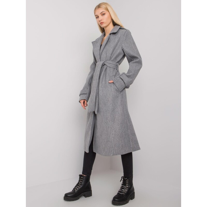 BASIC Světle šedý dámský kabát -gray Šedá