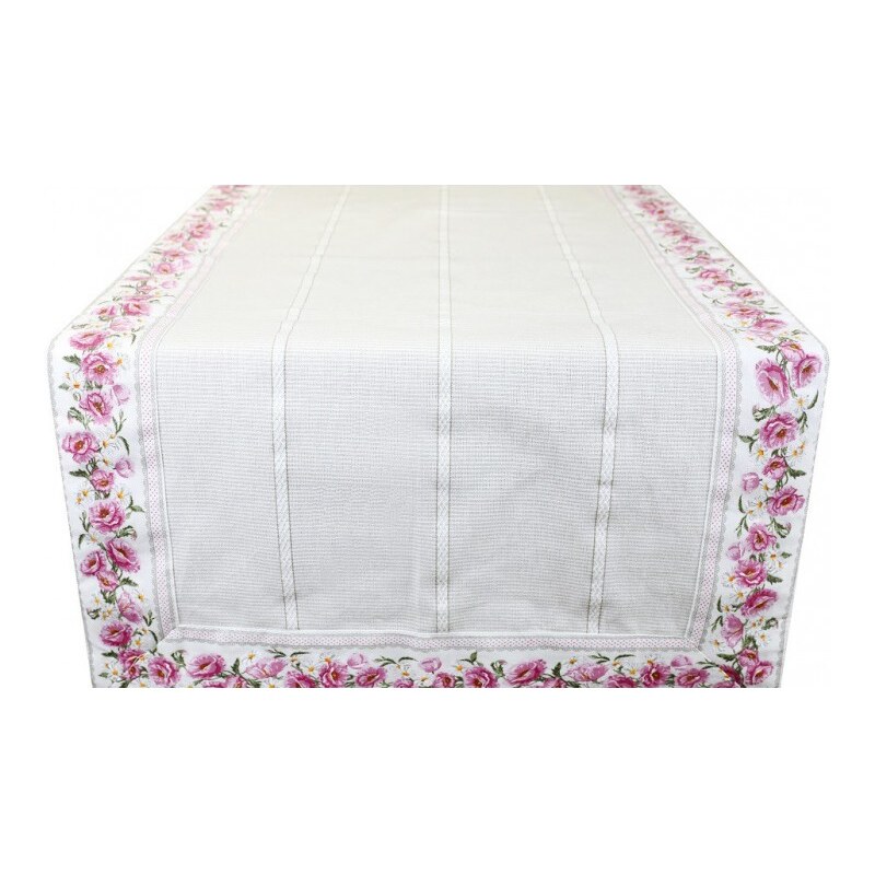 Mondo Italia, s.r.o. Běhoun na stůl růžové květy 45x150 cm