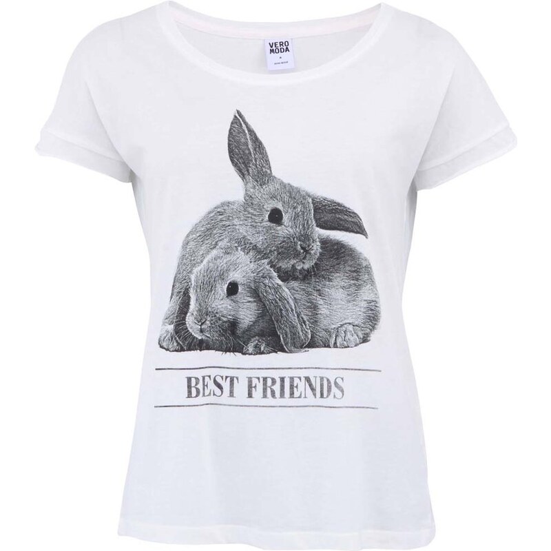 Krémové tričko s králíčky Vero Moda Cutie