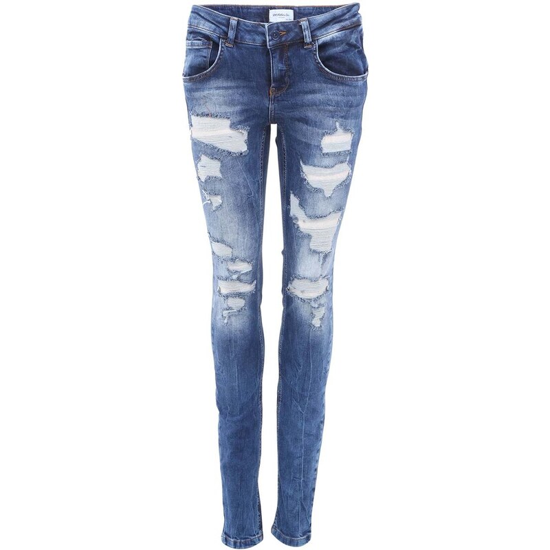 Modré slim džíny s ošoupanými detaily Vero Moda Gambler