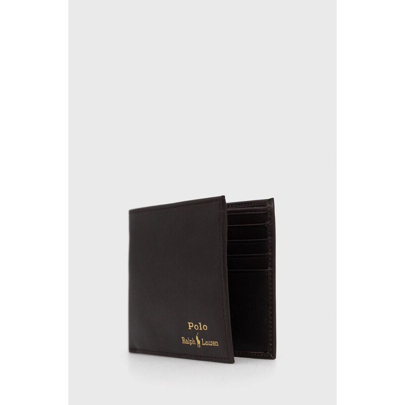 Kožená peněženka Polo Ralph Lauren pánská, hnědá barva
