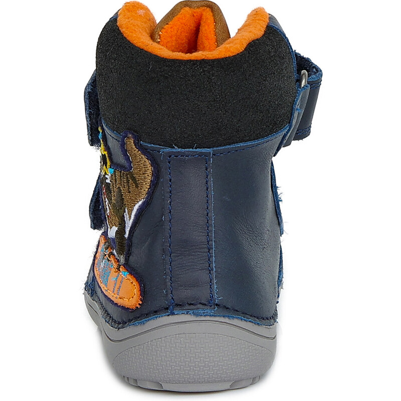 Chlapecké zimní boty D.D.step W063-284 "barefoot" s T-Rexem