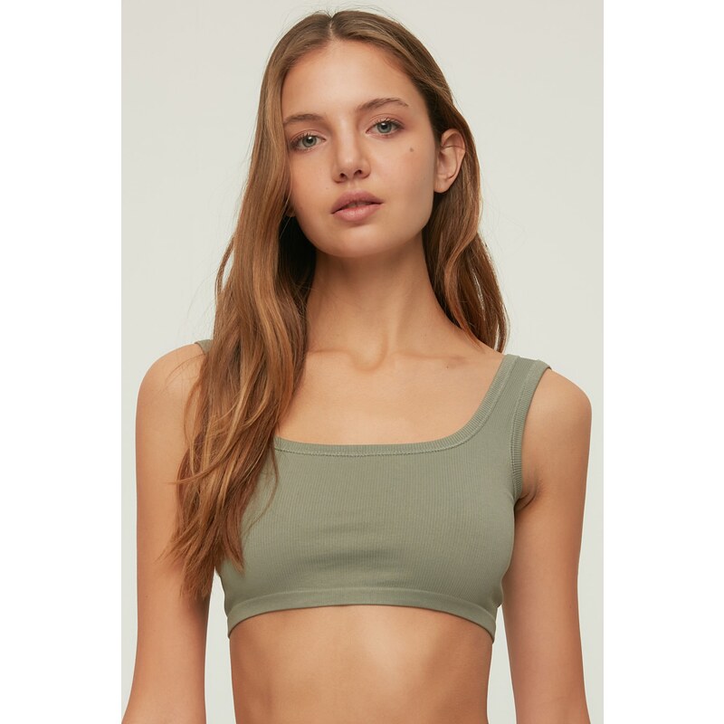 Trendyol Khaki Seamless/Seamless Light Support/Shaping Knitted Sports Bra