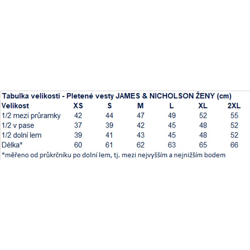 James & Nicholson Dámská pletená vesta z bavlny