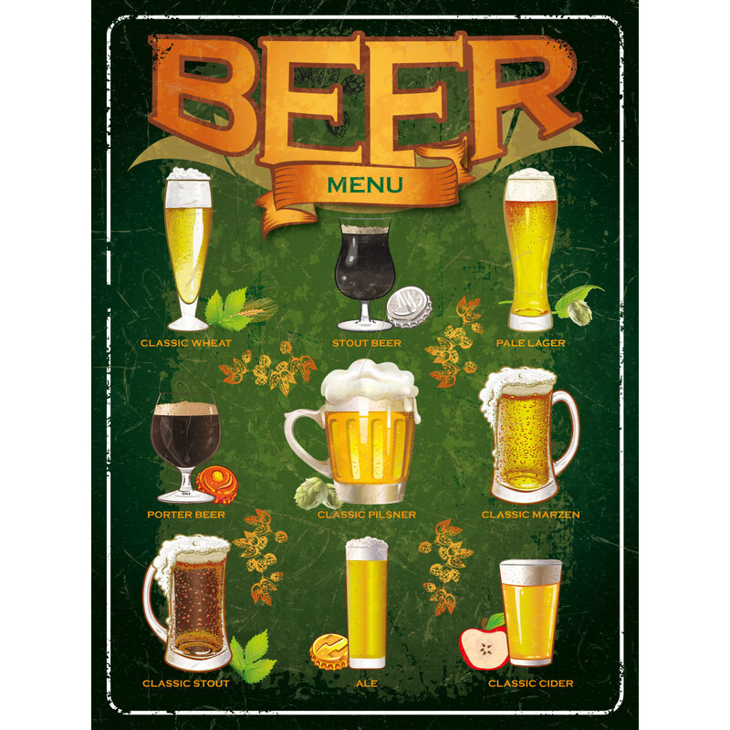 NOSTALGIC-ART Retro cedule plech 300X400 Beer menu