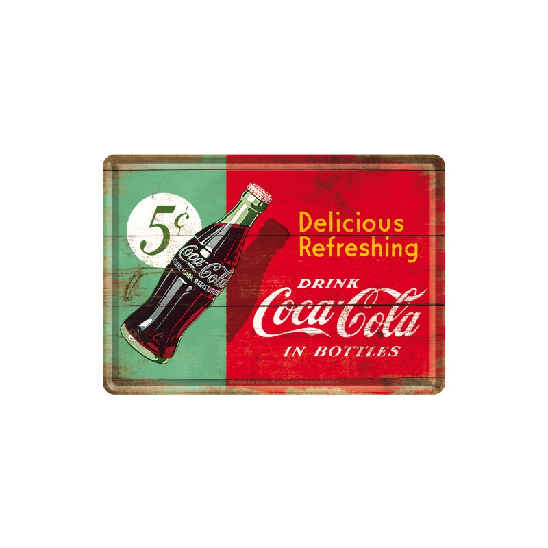 NOSTALGIC-ART Retro cedule pohlednice plech 100x140 Coca-Cola dvoubarevná