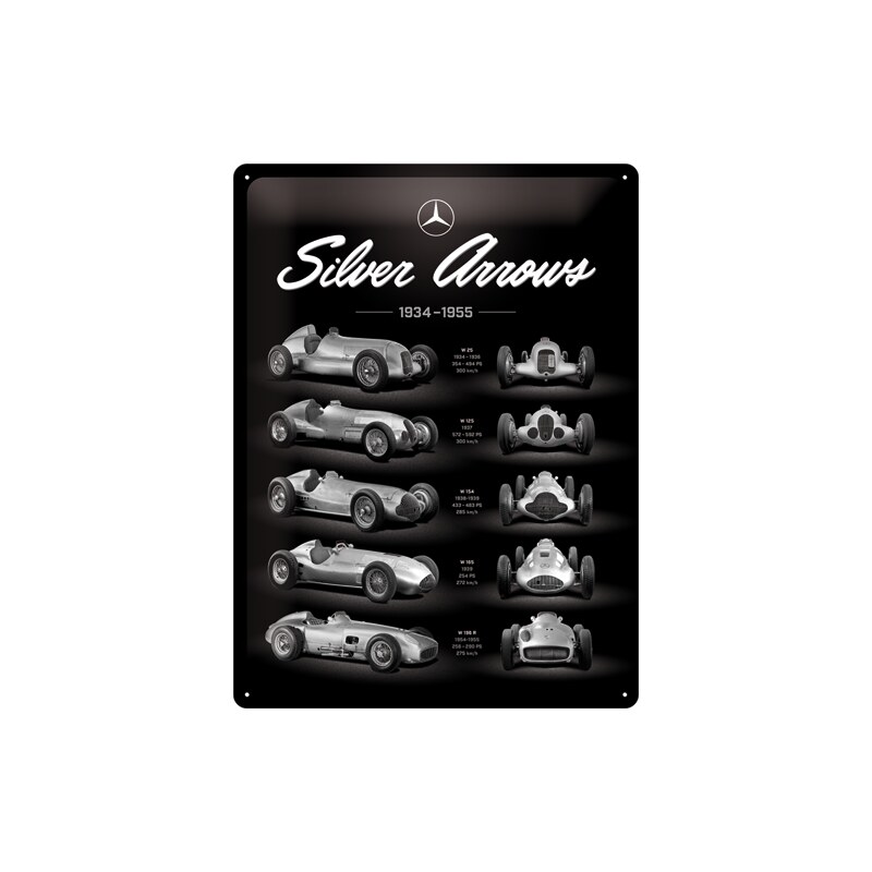 NOSTALGIC-ART Retro cedule plech 300x400 Mercedes-Benz (Silver Arrows Chart)