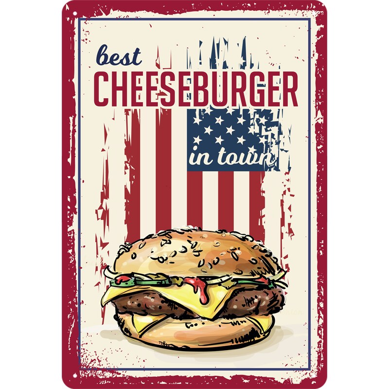 NOSTALGIC-ART Retro cedule plech 200x300 Best Cheeseburger in Town