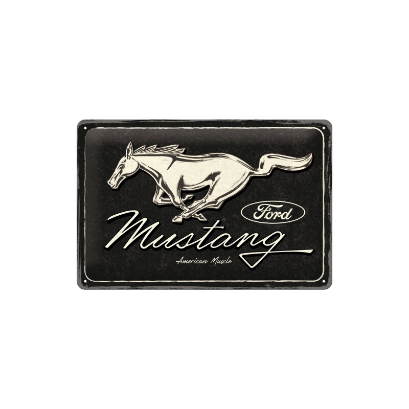 NOSTALGIC-ART Retro cedule plech 200x300 Ford Mustang (Horse Logo Black)