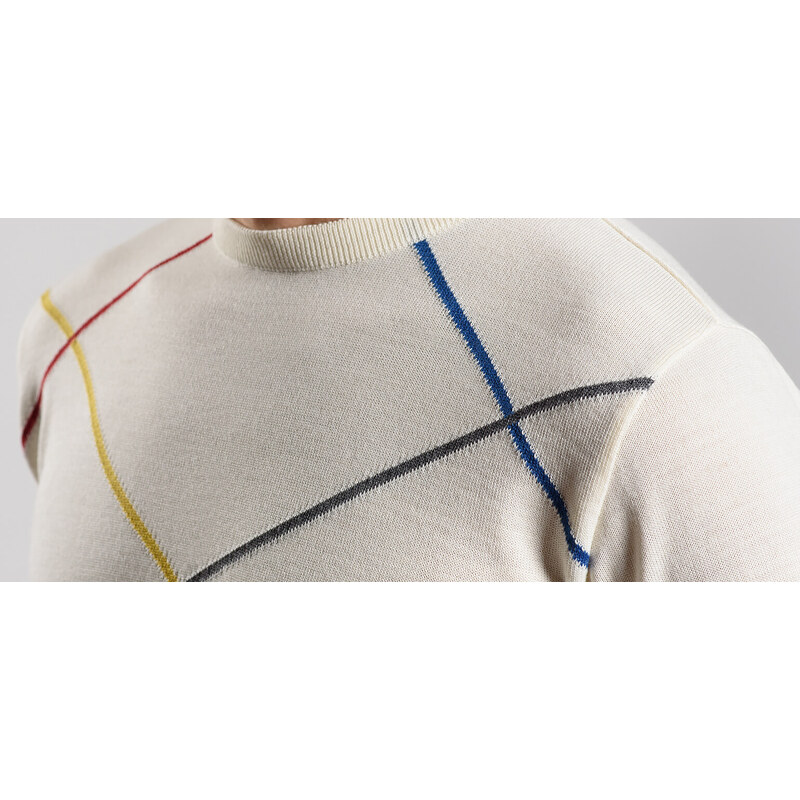 Alain Delon Krémový pulóver so vzorom