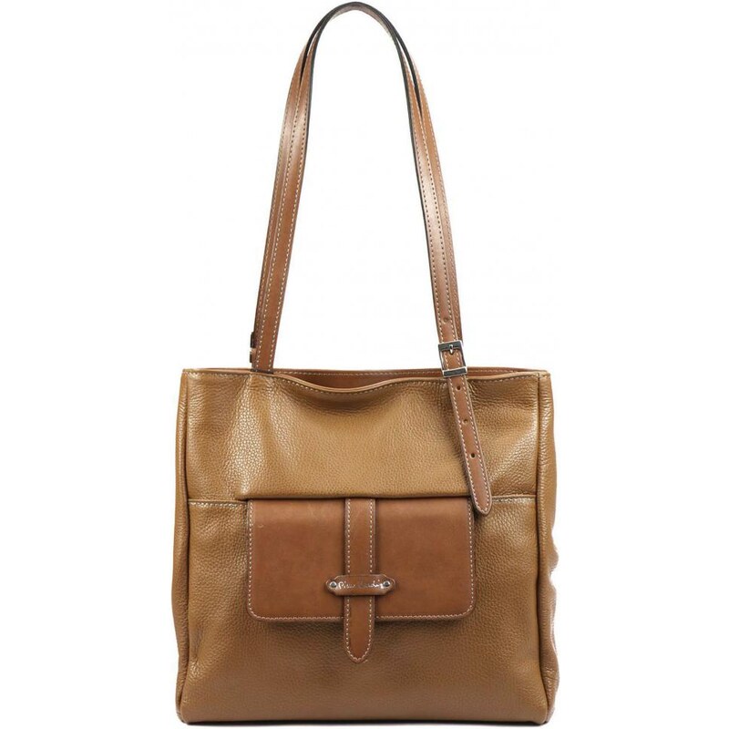 Pierre Cardin Kožená dámská kabelka přes rameno s čelní kapsou camel 65628023