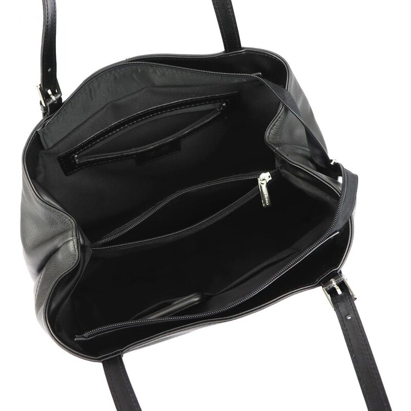 Pierre Cardin Kožená dámská kabelka přes rameno s čelní kapsou černá