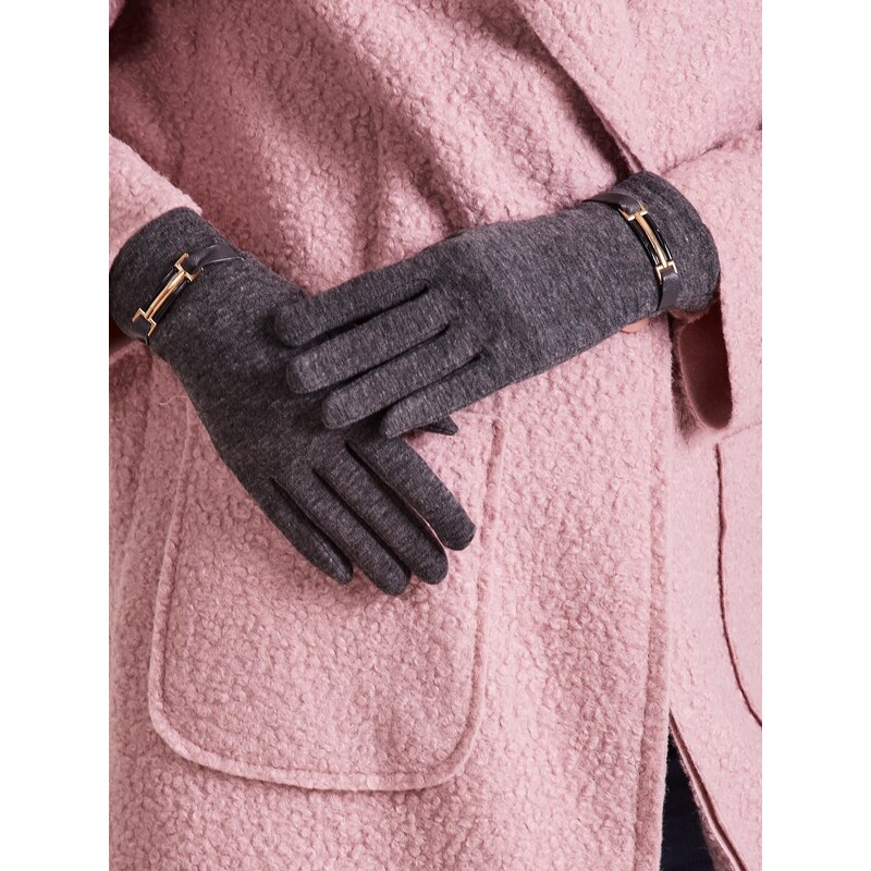 Fashionhunters Klasické tmavě šedé dámské rukavice