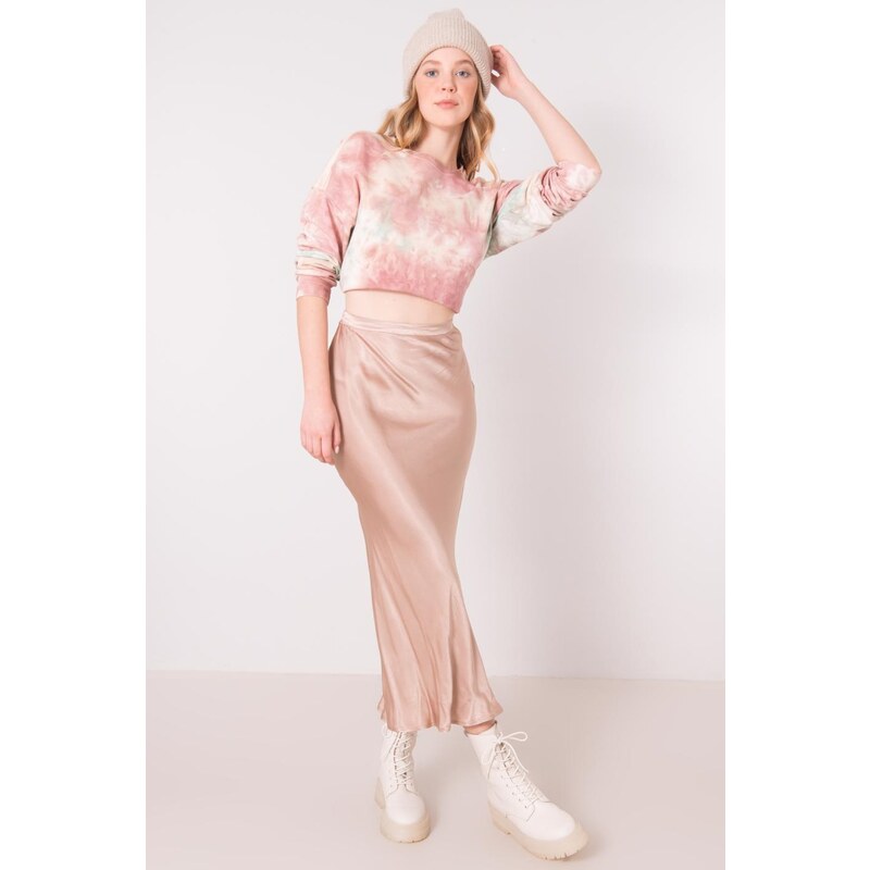 Fashionhunters Beige skirt made of BSL viscose