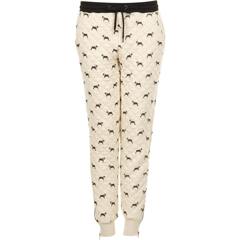 Topshop Quilted Dog Print Joggers