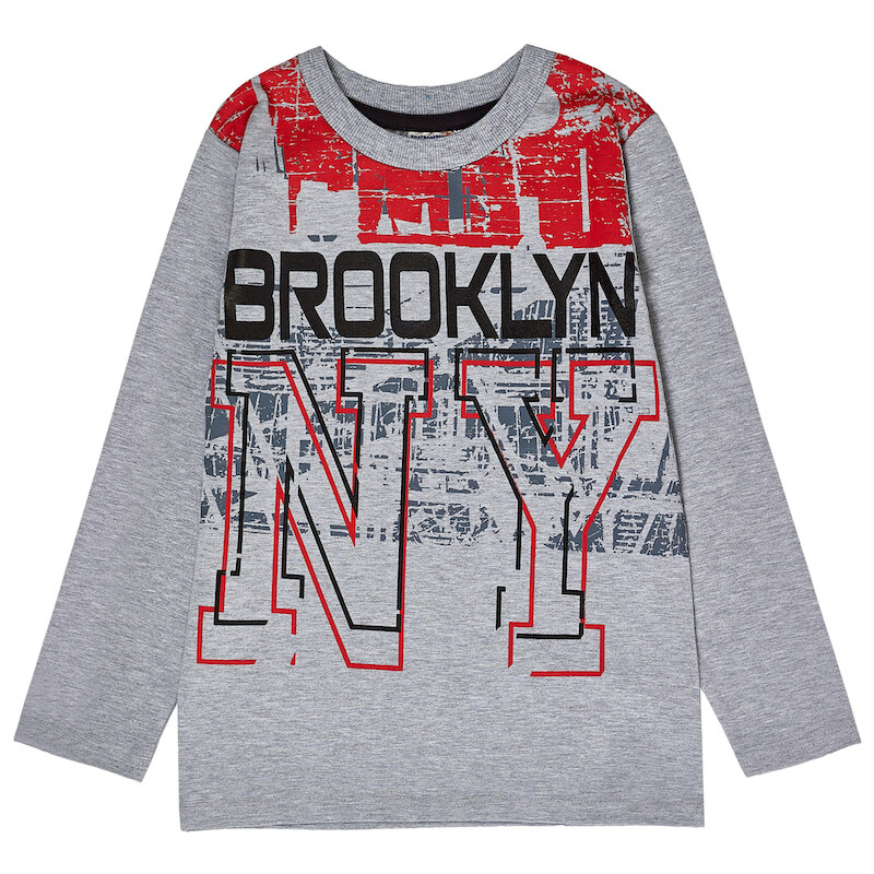 Winkiki Kids Wear Chlapecké tričko s dlouhým rukávem Brooklyn - šedý melanž