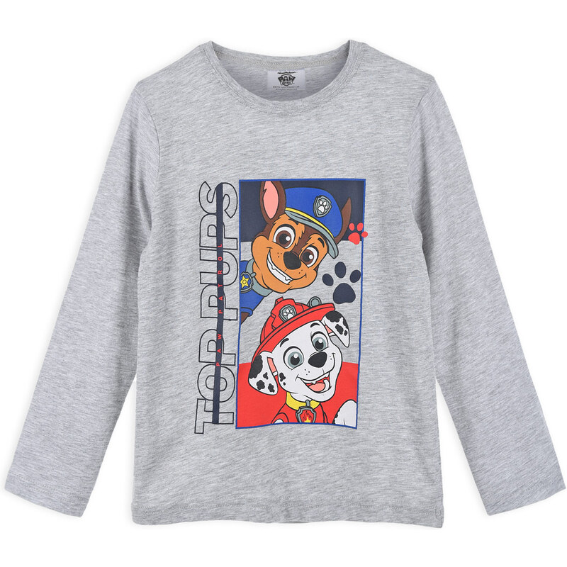 Dětské tričko s dlouhými rukávy PAW PATROL TOP PUPS šedé