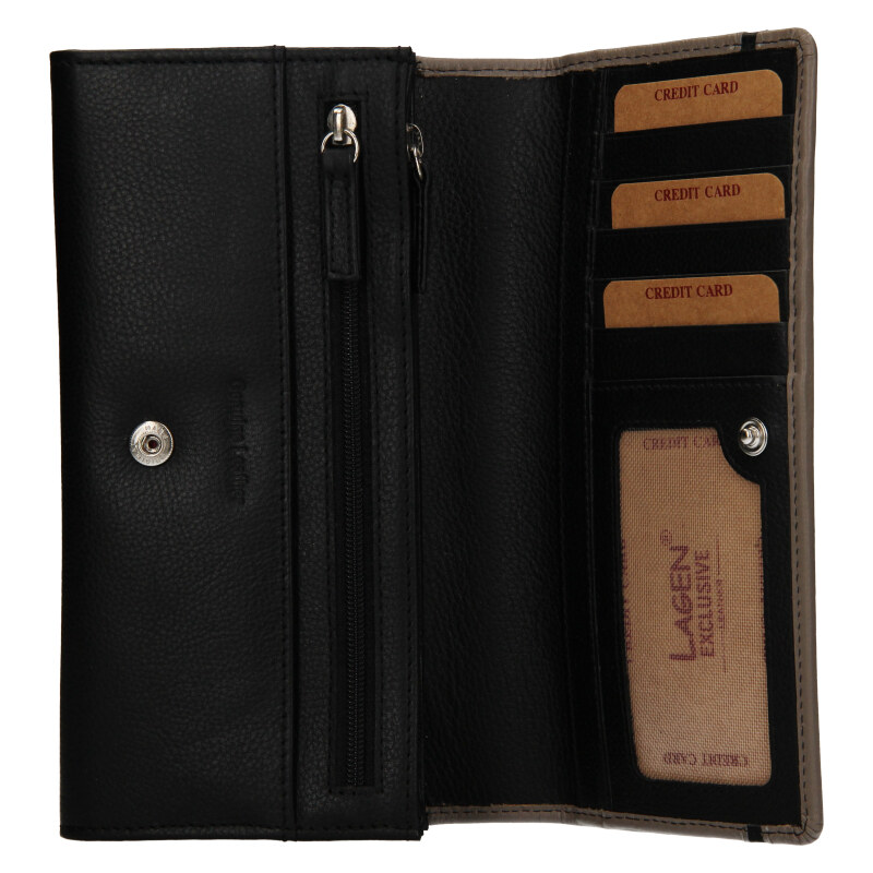Lagen Dámská kožená peněženka BLC/24787/720 černá/šedá