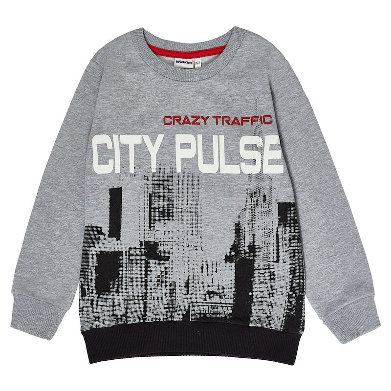 Winkiki Kids Wear Chlapecká mikina City Pulse - šedý melanž