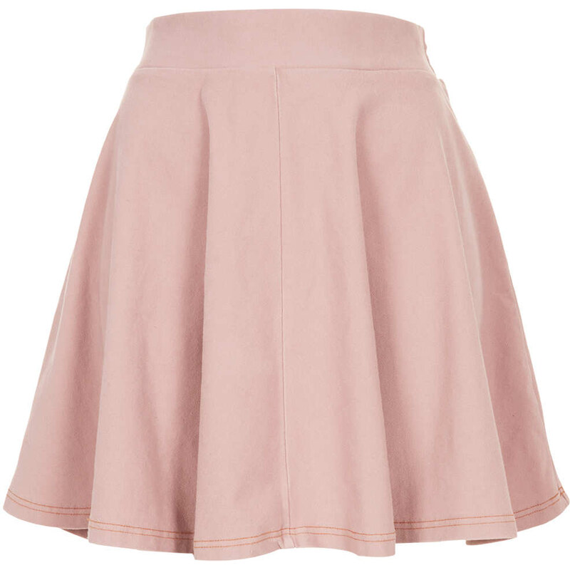 Topshop Pink Denim Look Skater Skirt