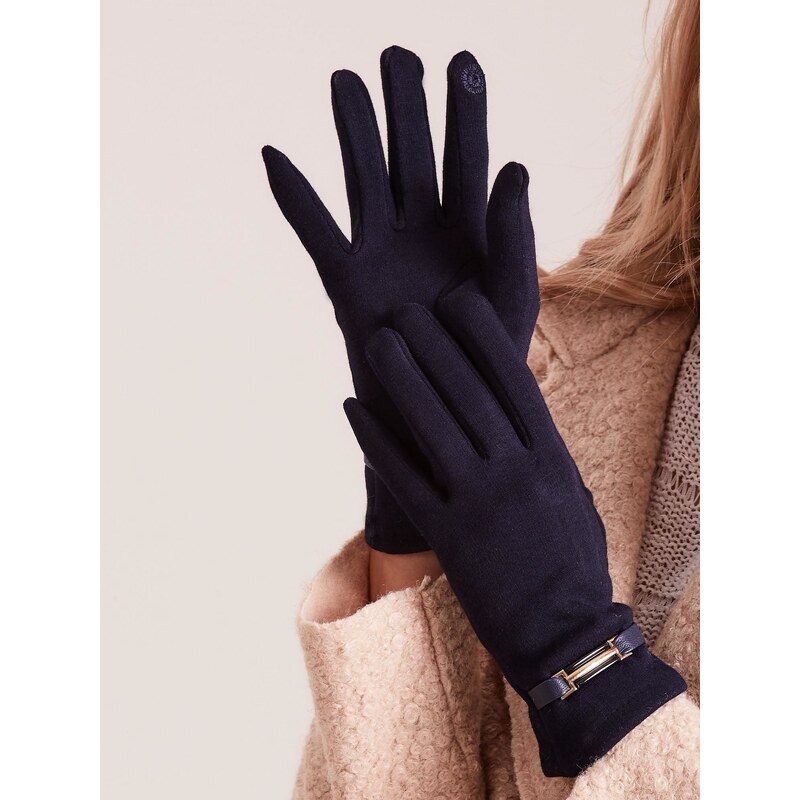 Fashionhunters Klasické námořnické modré dámské rukavice