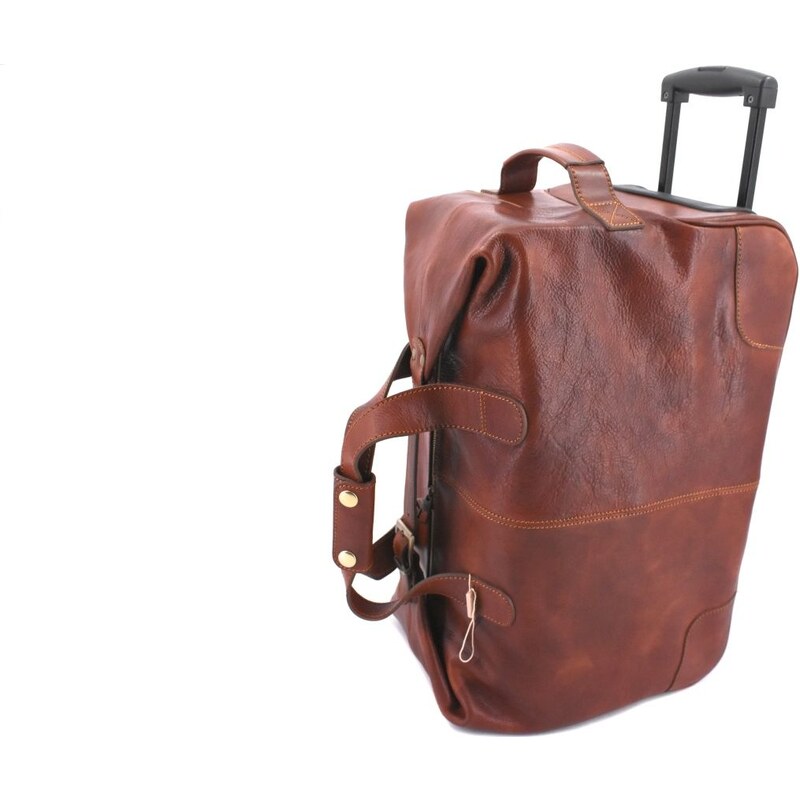 Cestovní kožena taška na kolečkách Arteddy - hnědá