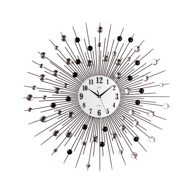 SkloBižuterie-H Nástěnné hodiny velké s paprsky černo-bílé