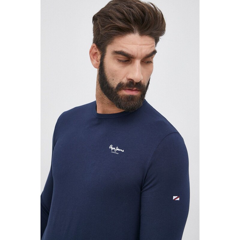 Tričko s dlouhým rukávem Pepe Jeans Original Basic 2 Long N , tmavomodrá barva