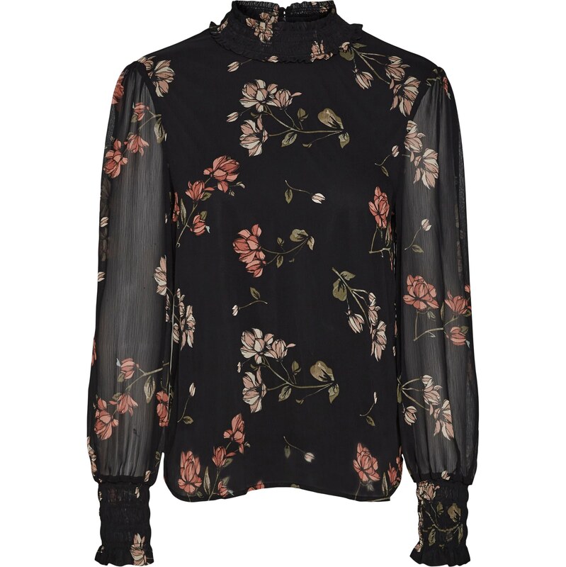 VERO MODA Halenka Smilla olivová / růžová / rezavě červená /