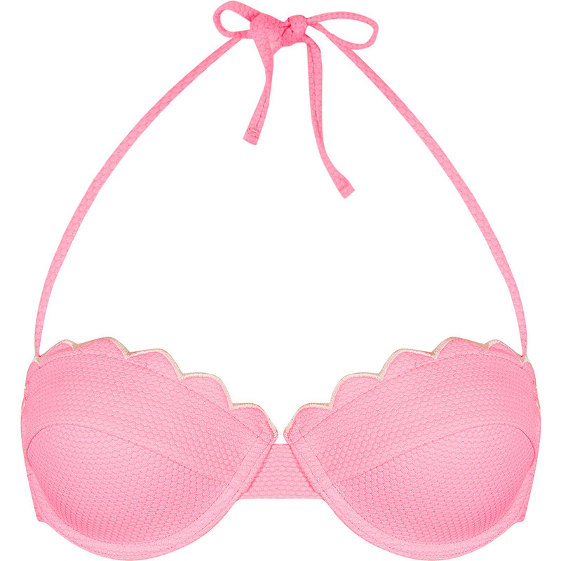 Topshop Pink Scallop Texture Bikini Top