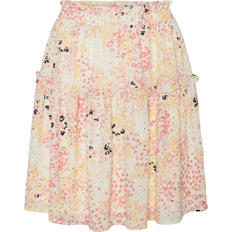 VERO MODA Sukně Hannah béžová / pastelově žlutá / pitaya / černá