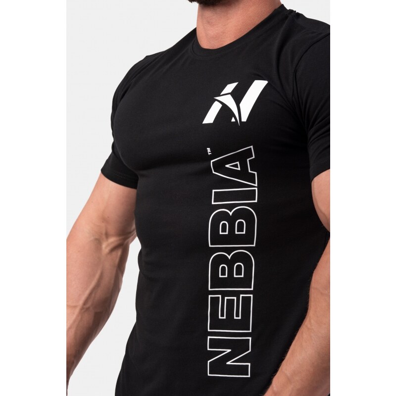 NEBBIA - Pánské tričko na cvičení Vertical Logo 293 (black)