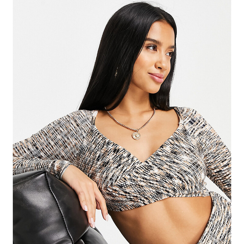 ASOS Petite ASOS DESIGN Petite co-ord jumper in space dye with cut out 114789598