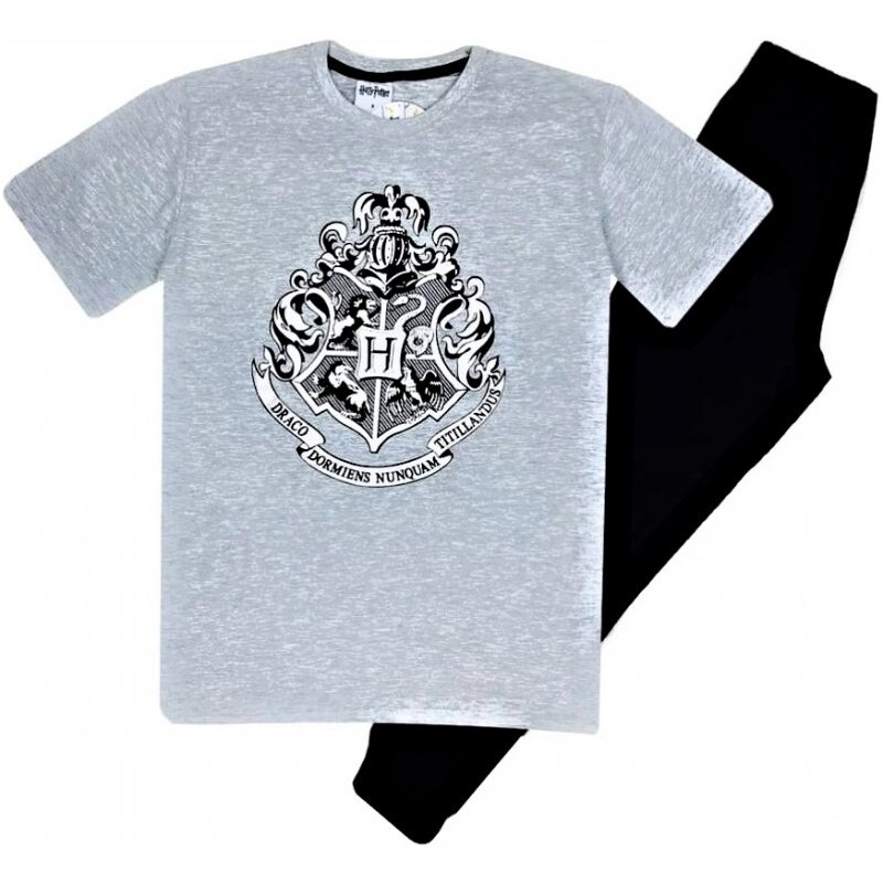 E plus M Pánské pyžamo Harry Potter - se stříbrným erbem Hogwarts